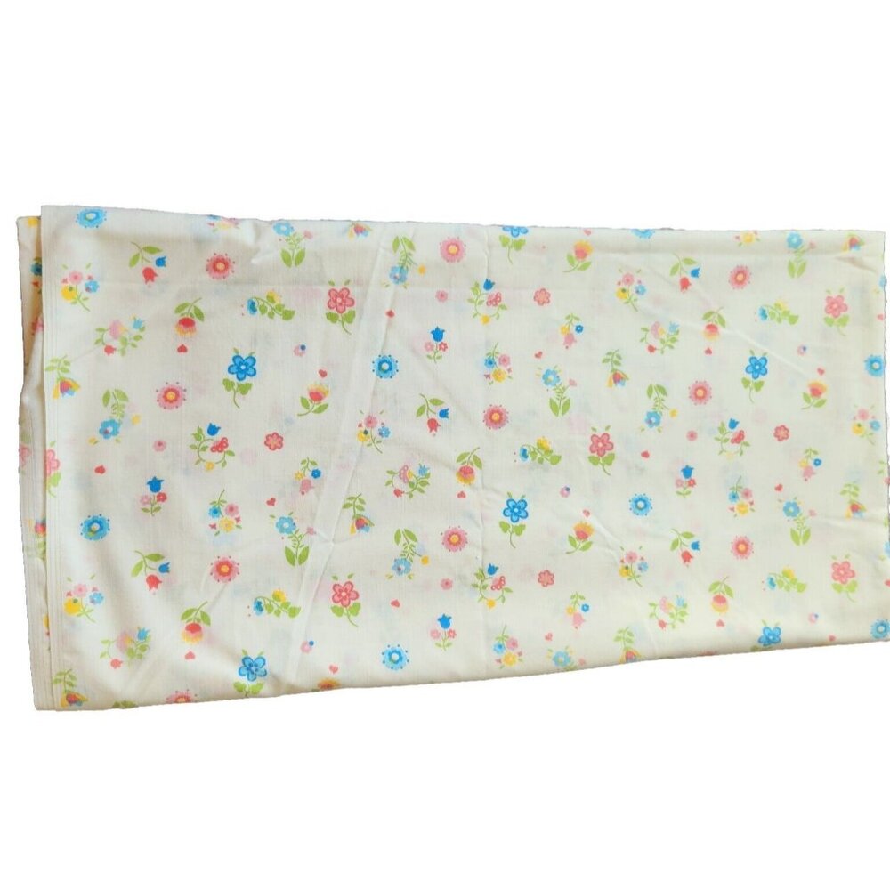 Vtg Wamsutta Superlin No Iron Fine Muslin Cal King Flat Sheet Floral Bedding USA